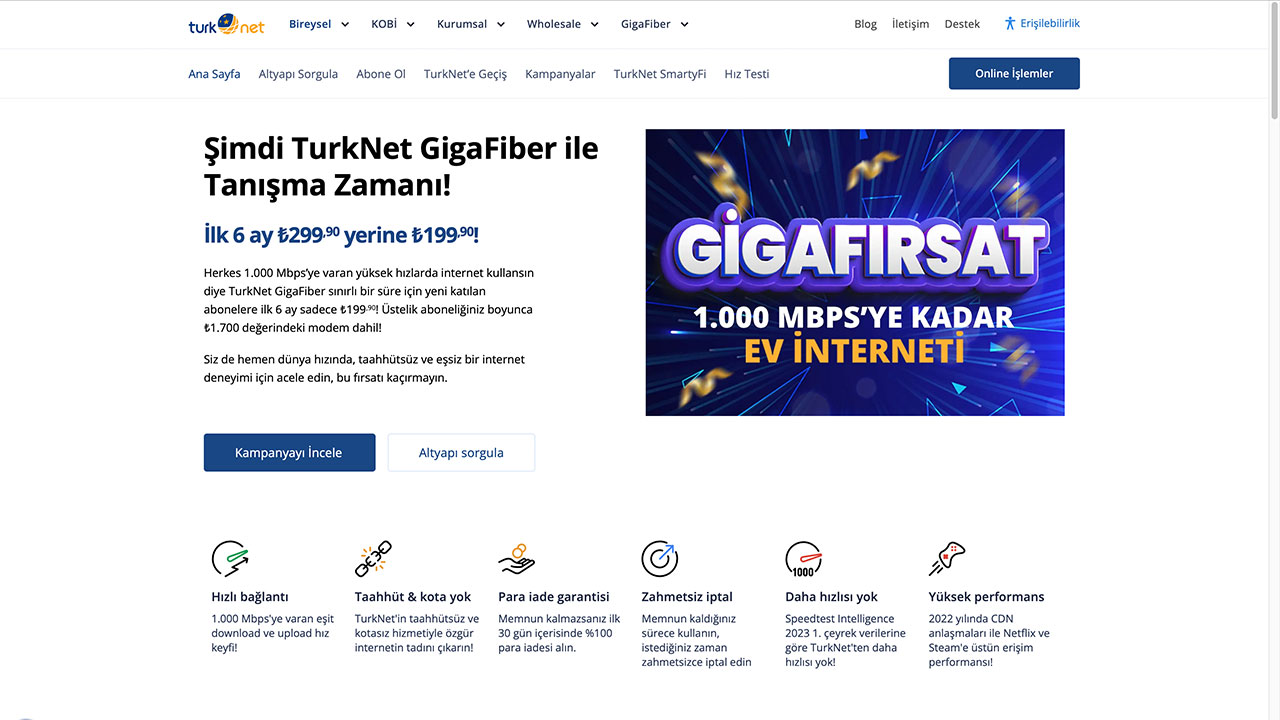 turknet internet fiyatları