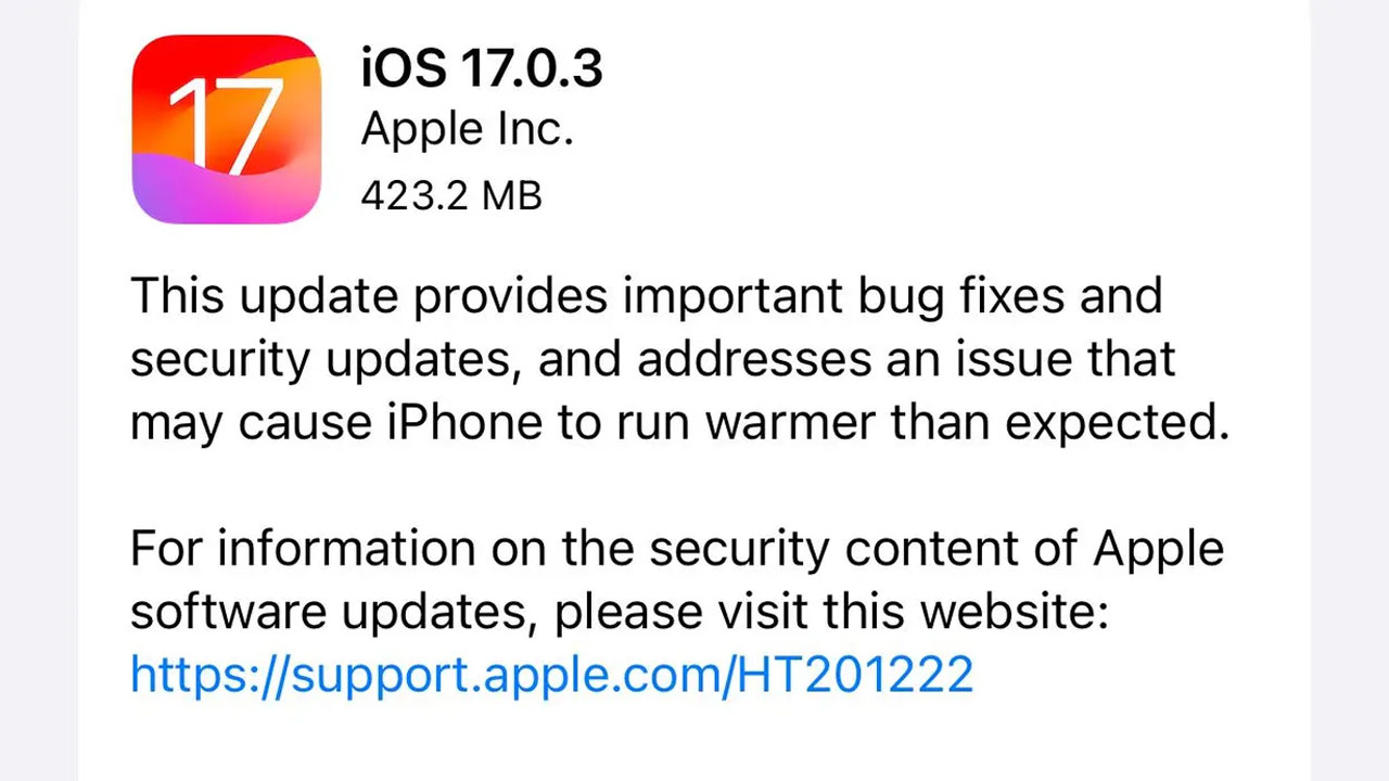 iOS 17.0.3 güncellemesi