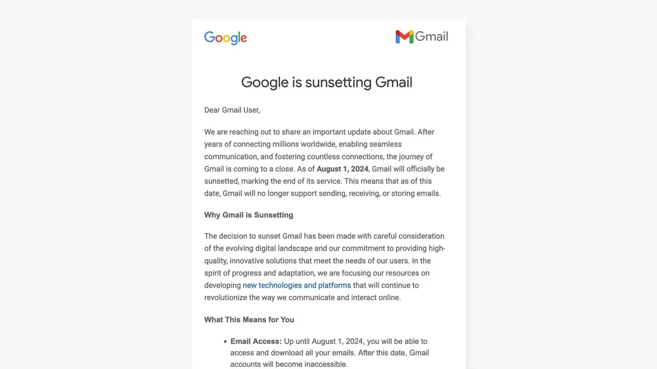 Gmail kapanıyor mu?