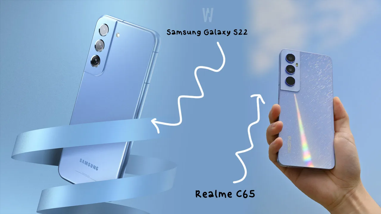 Samsung Galaxy S22 ve Realme C65 tasarımı