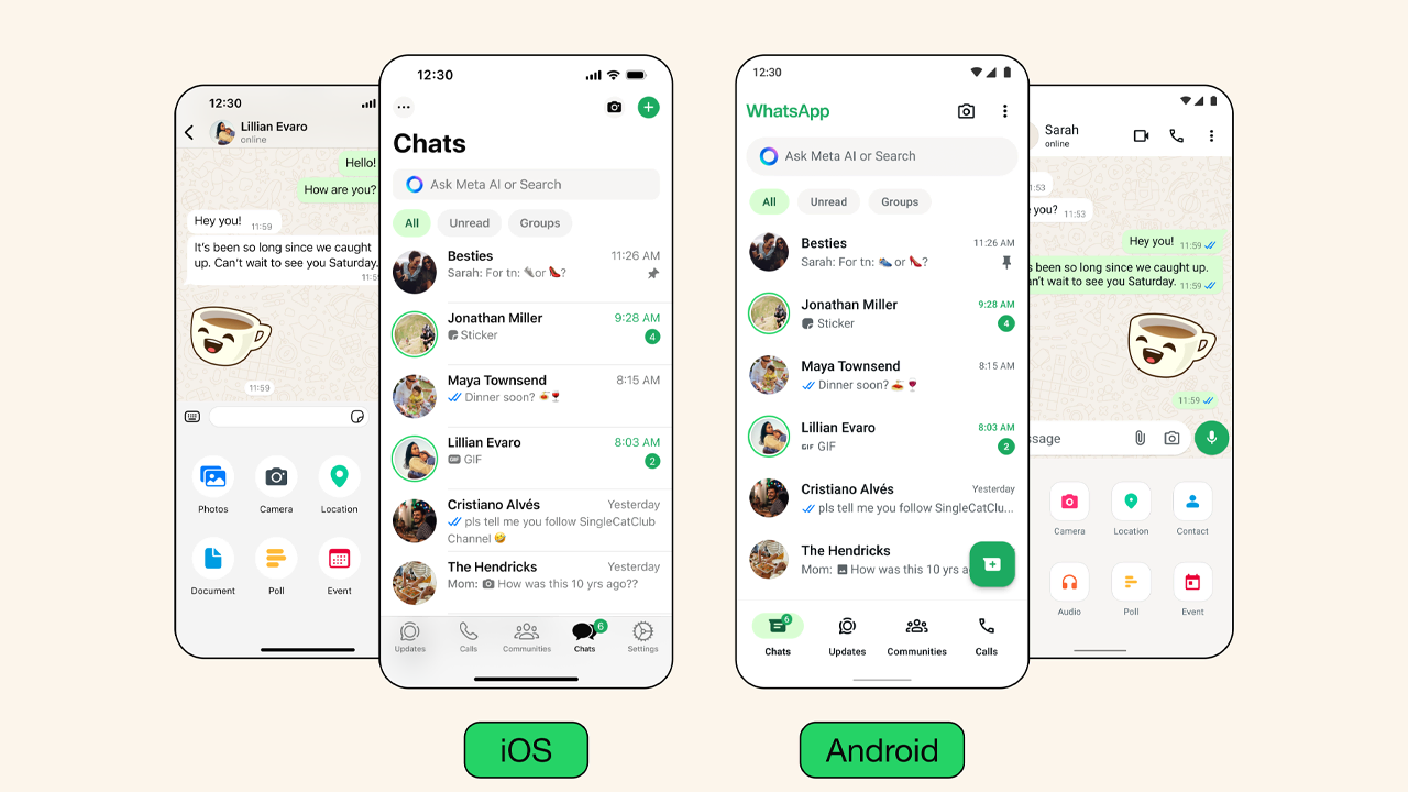 Android-iOS yeni WhatsApp tasarımı