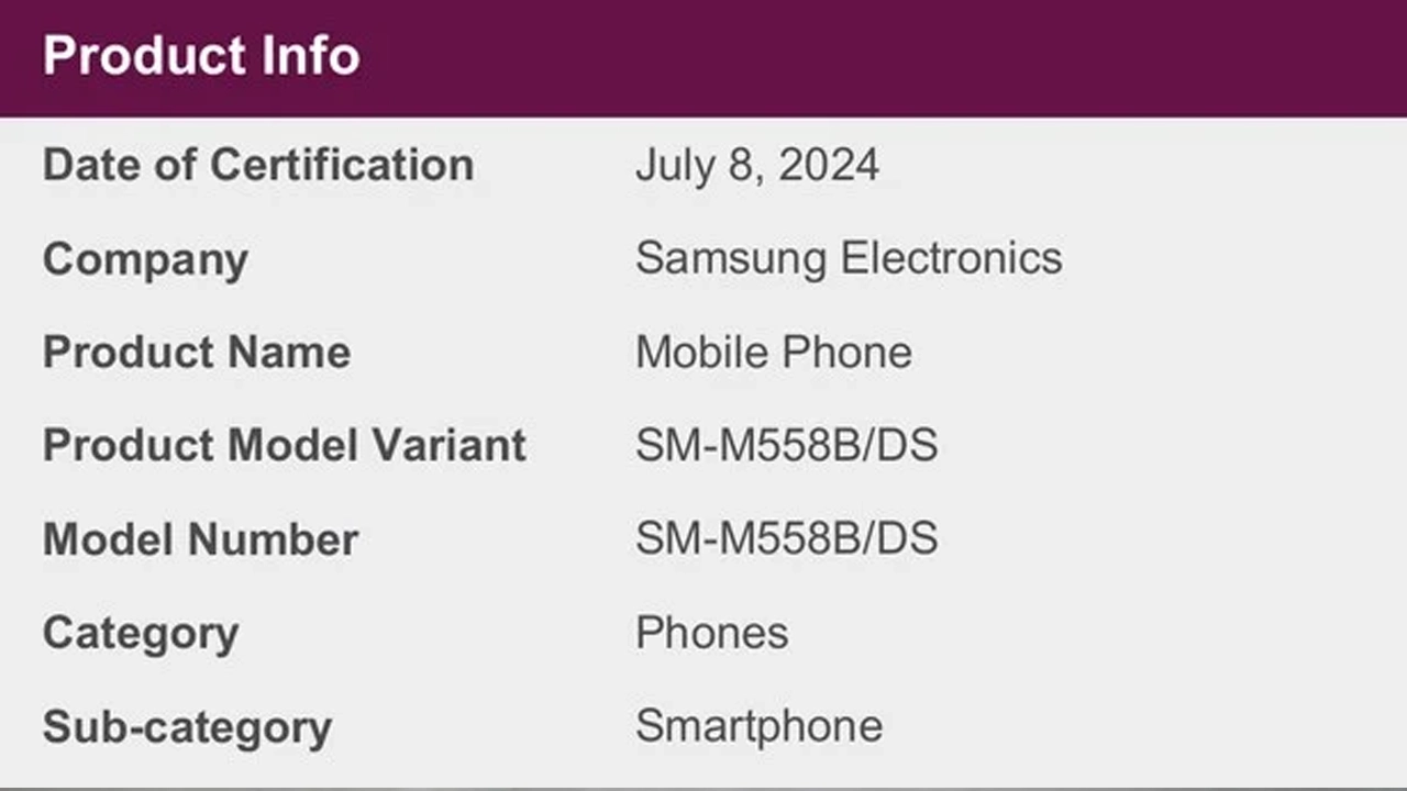 Samsung Galaxy M55s Wi-Fi Alliance