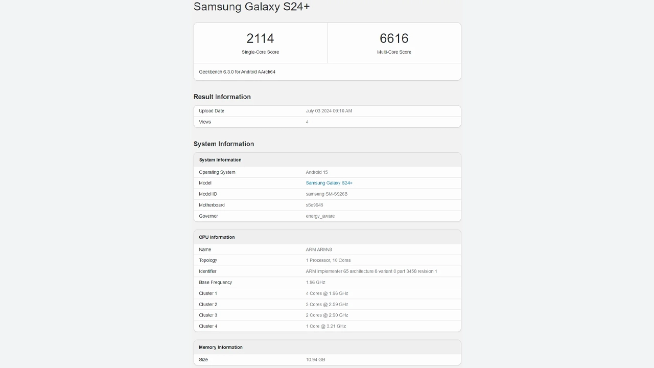 Samsung Galaxy S24+ Android 15 tabanlı One UI 7