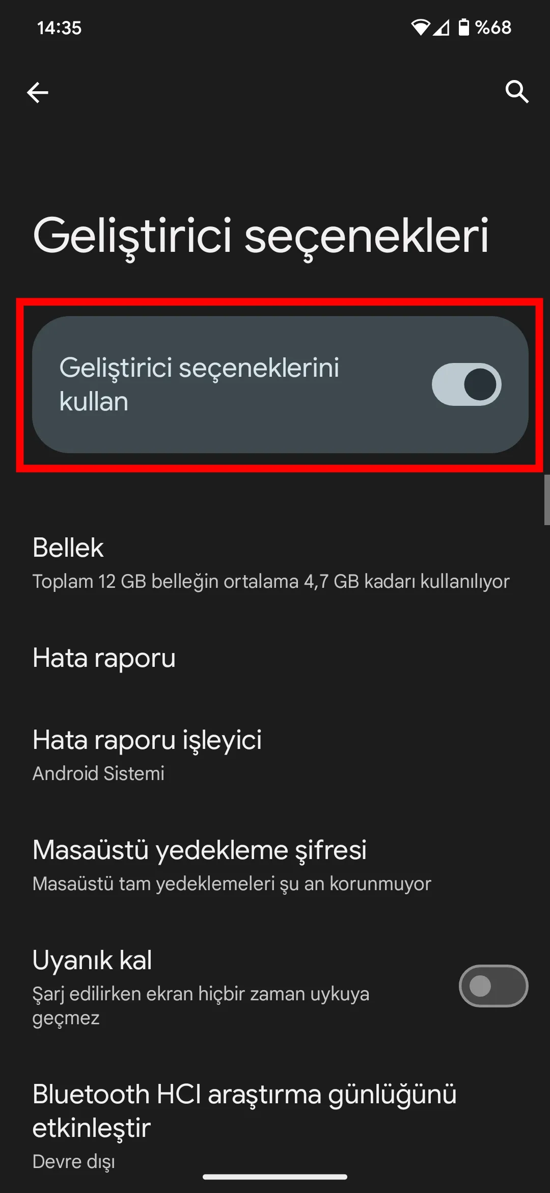 Android Geliştirici Modu Açma