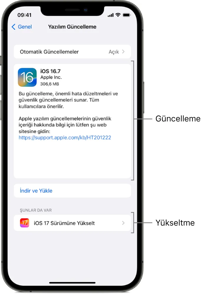 iOS güncelleme