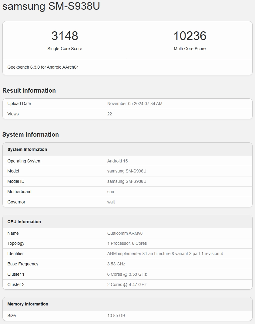 Samsung Galaxy S25 Ultra performans testi Geekbench