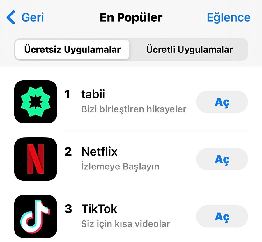 TRT Tabii Apple App Store