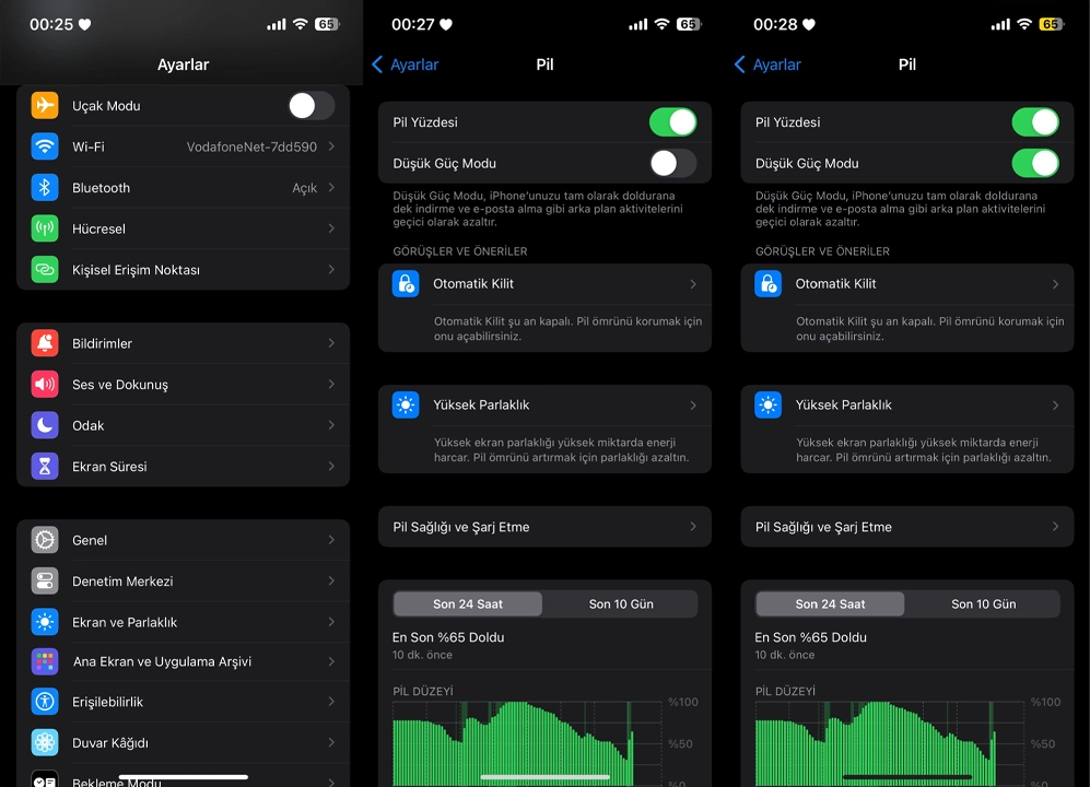 iPhone Düşük Güç Modunu açma