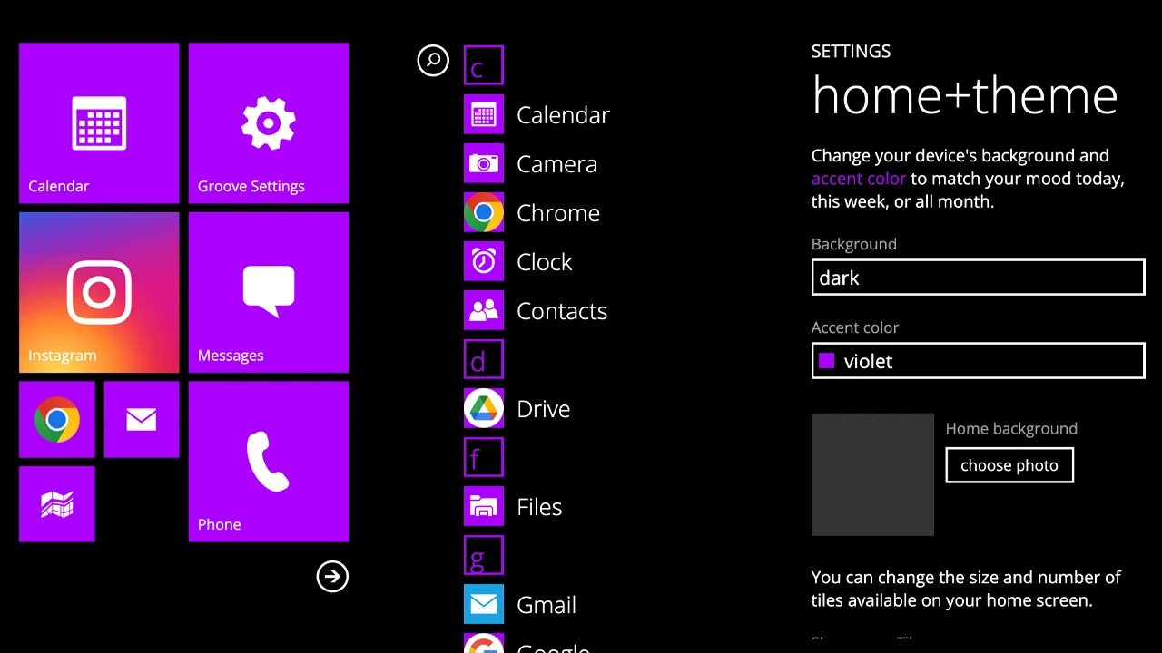 Groove Launcher Windows Phone 8 teması