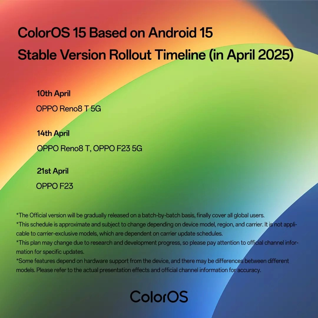 Android 15 (ColorOS 15) alacak OPPO telefonlar