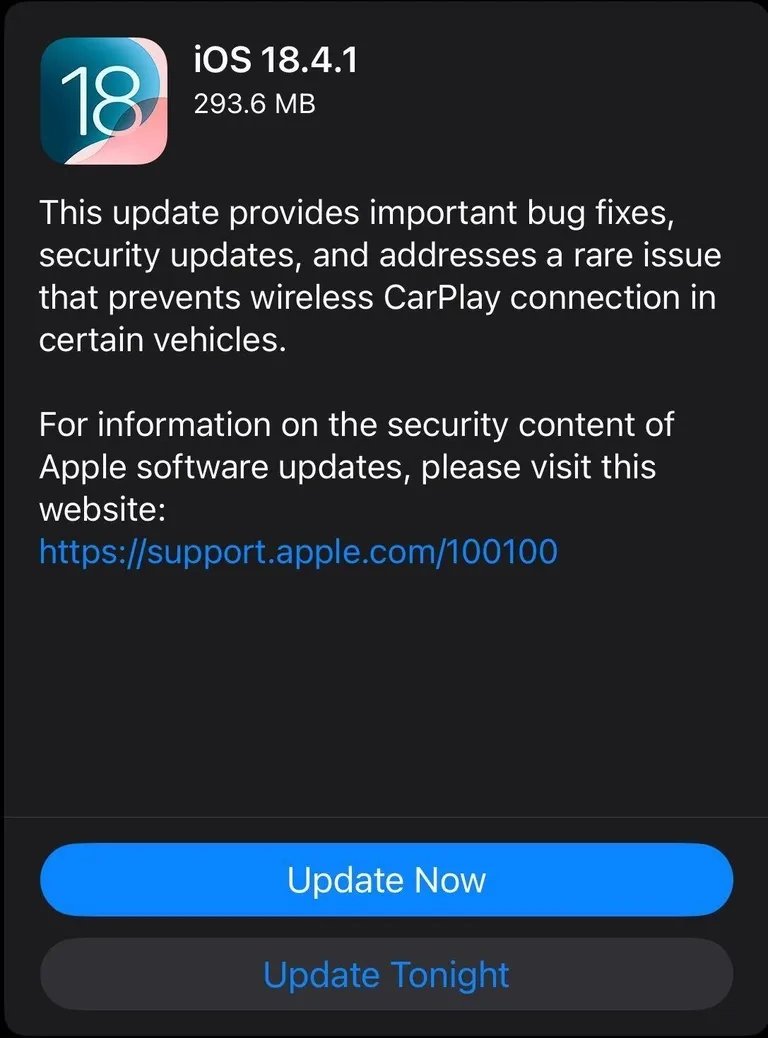 iOS 18.4.1 güncellemesi