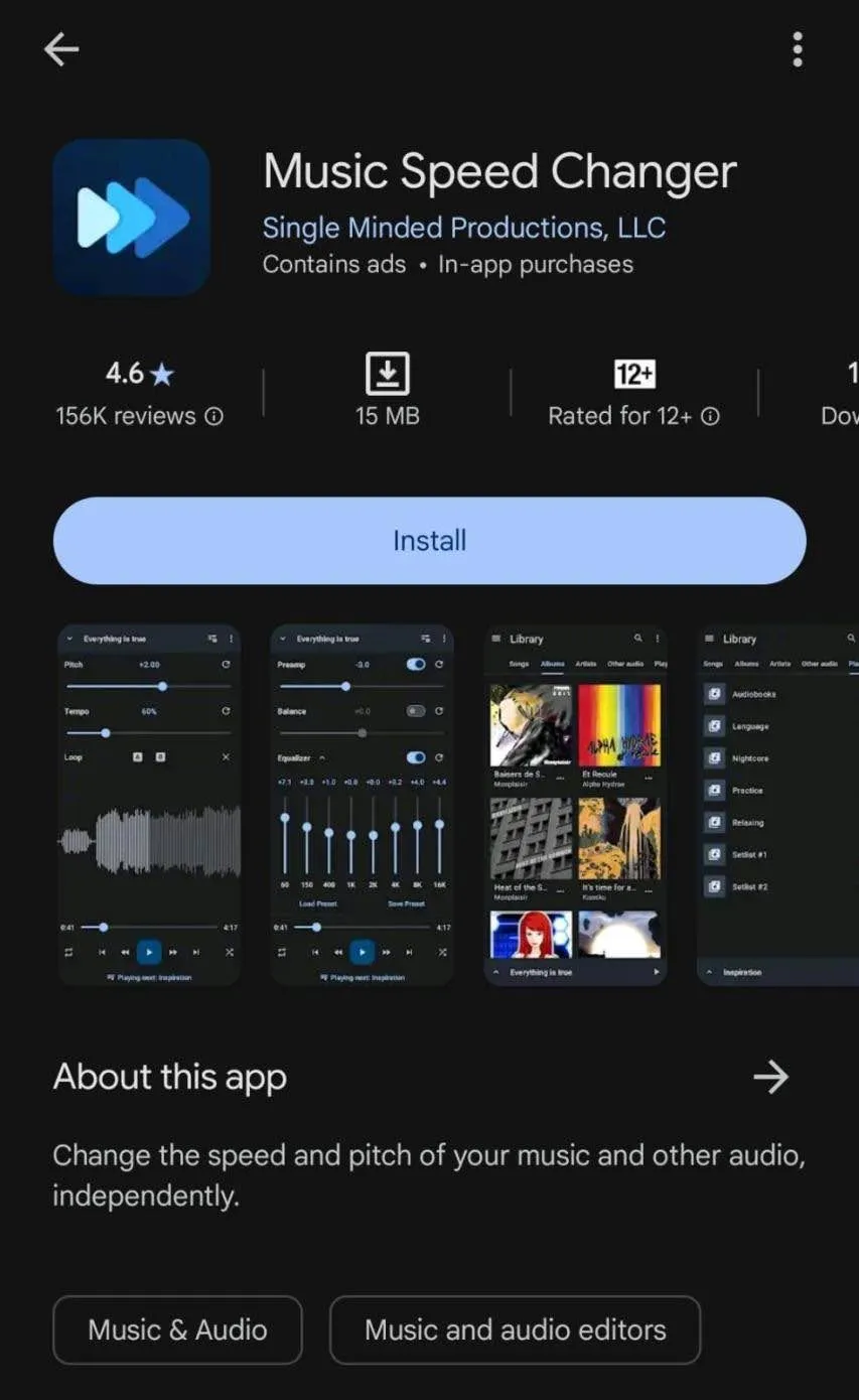 Music Speed ​​Changer Şarkı Hızlandırma