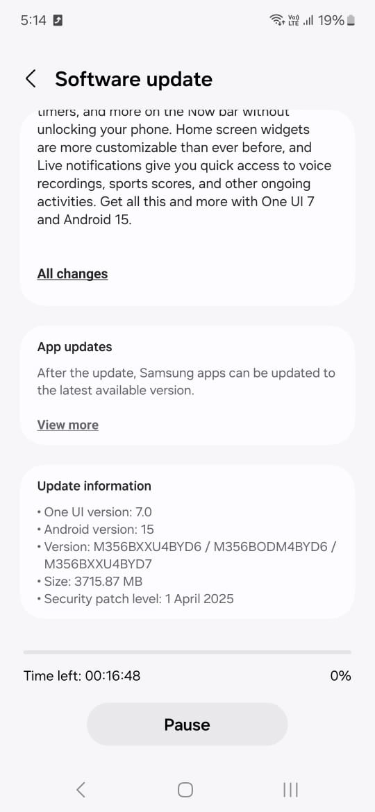 Samsung Galaxy M35 - Android 15 One UI 7