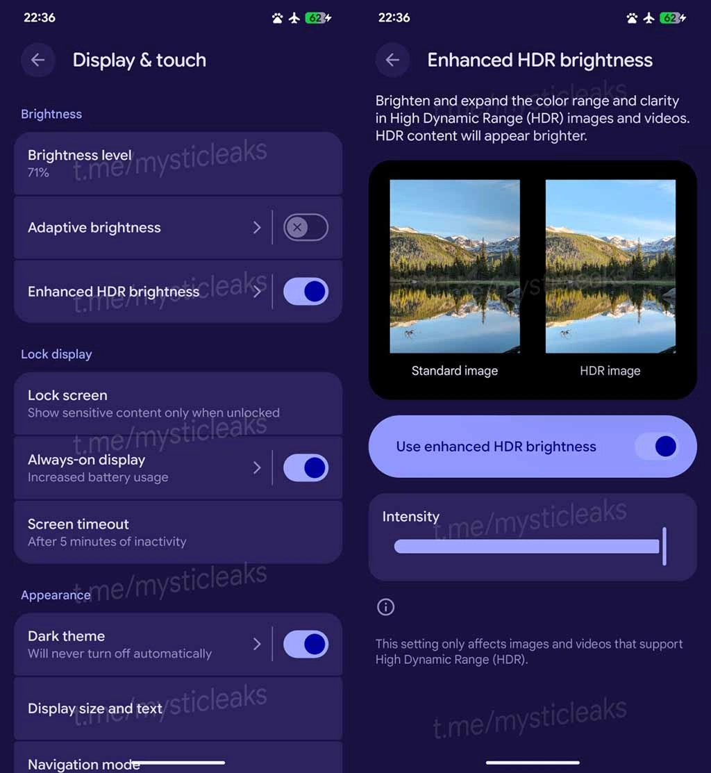 Android 16 HDR parlaklığı özelleştirme