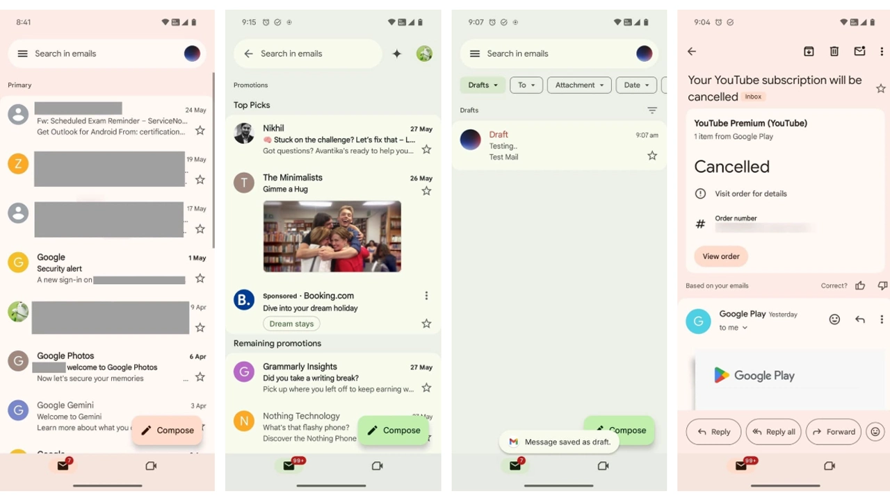 Gmail için Material 3 Expressive tasarımı