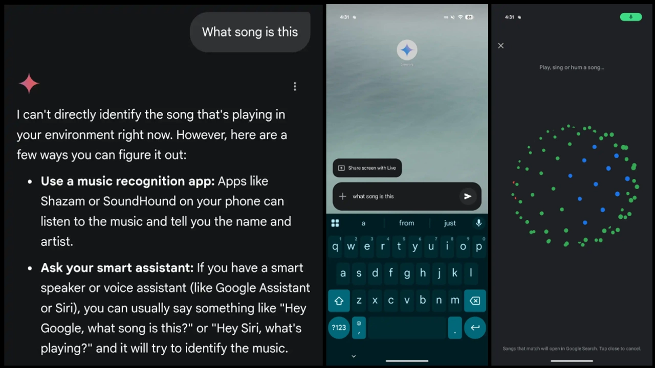 Google Gemini şarkı arama özelliği