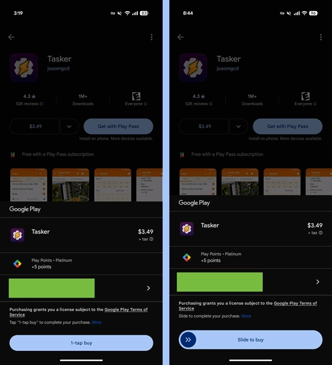 Google Play Store Satın Almak İçin Kaydır butonu