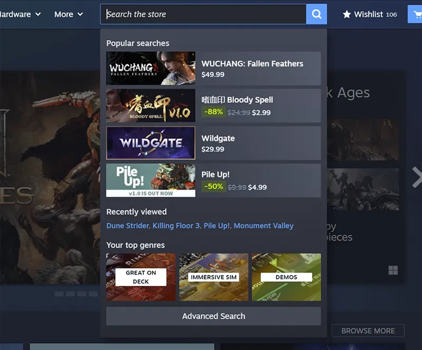 Steam arayüzü