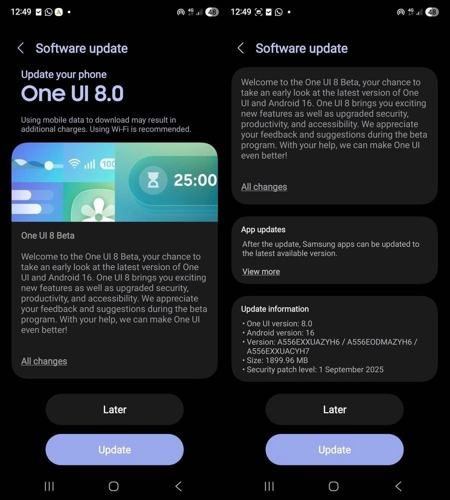 Samsung Galaxy A55 için One UI 8 Beta güncellemesi