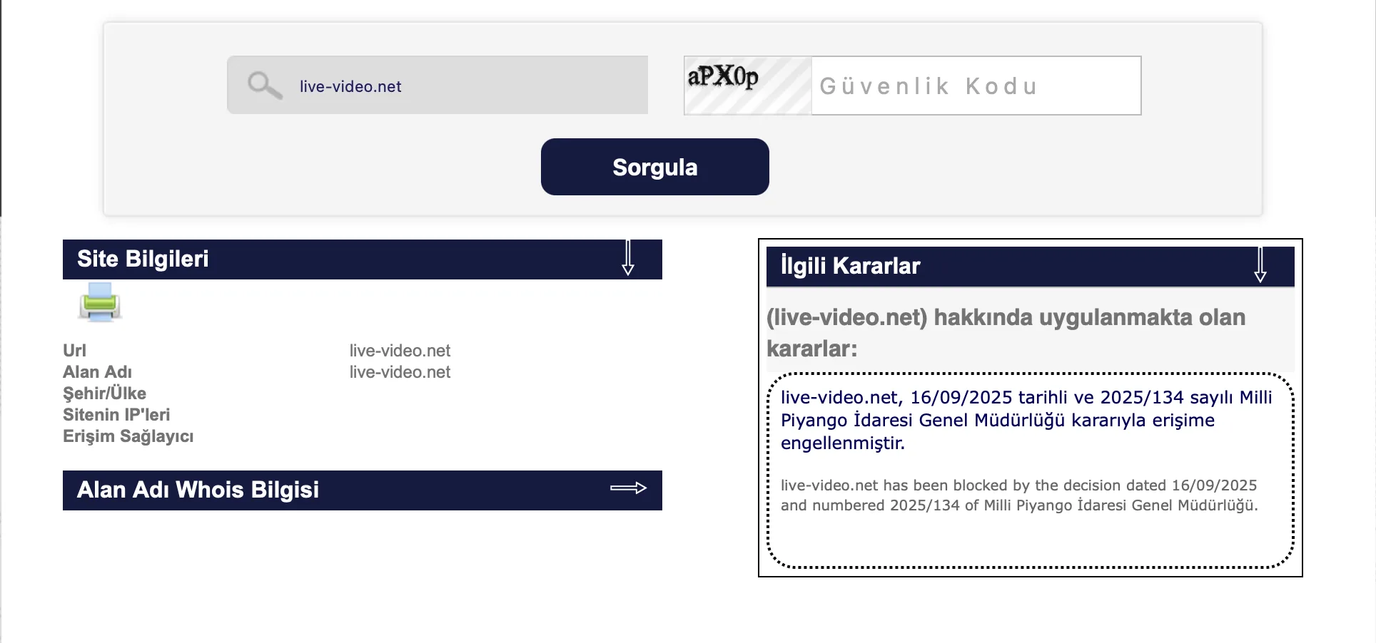 BTK live-video.net erişim engeli kararı