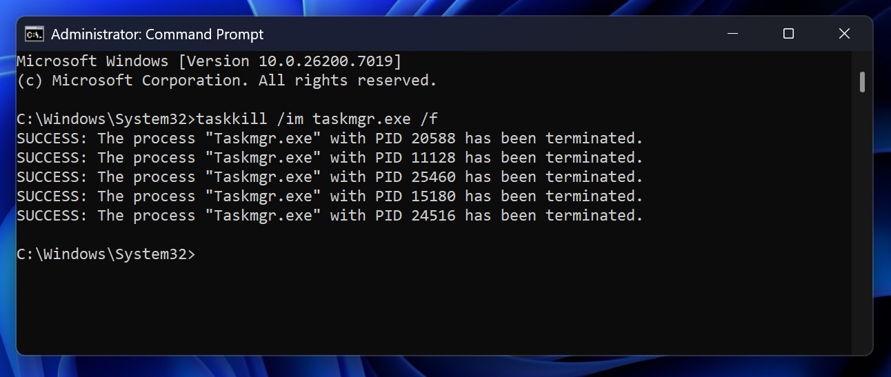 CMD Görev Yöneticisi kapatma