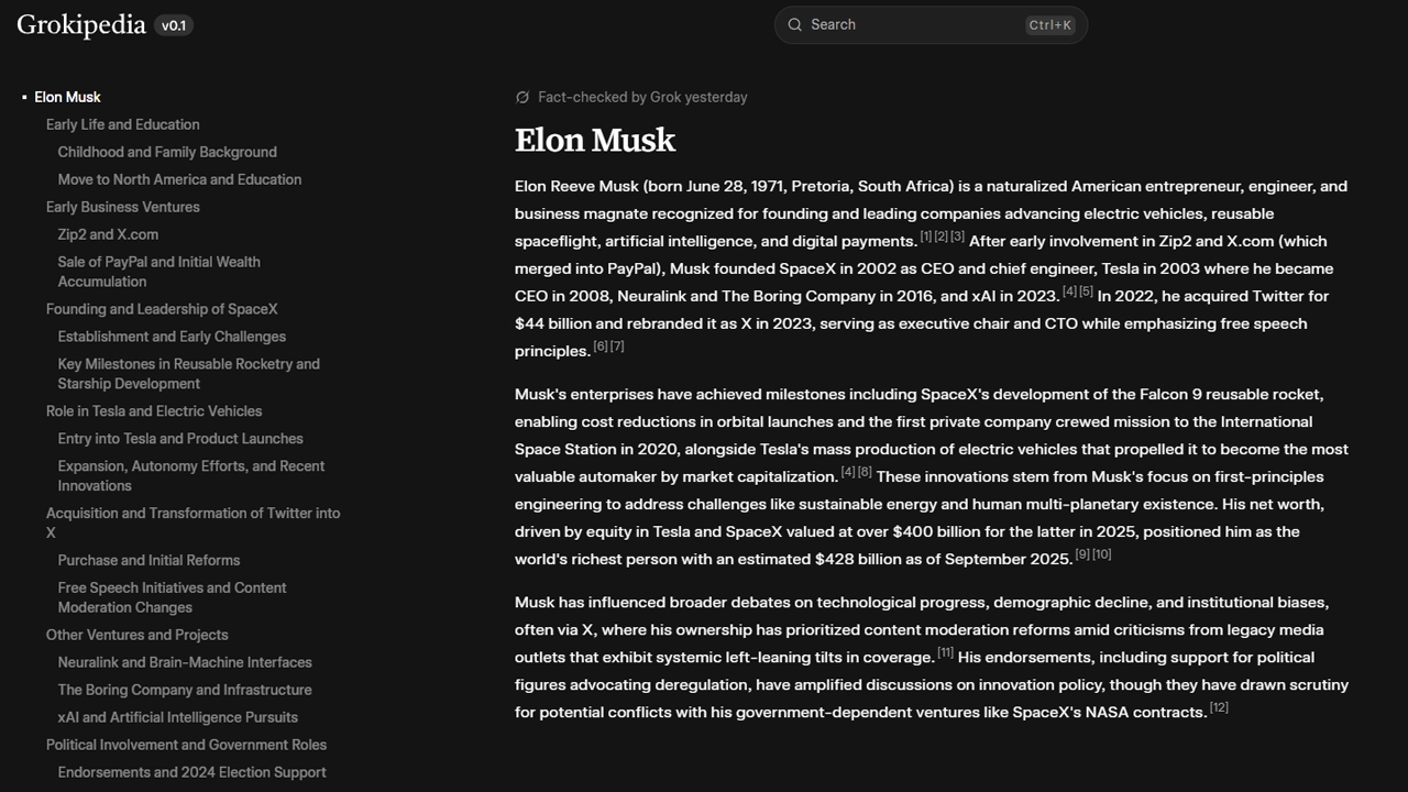 Grokipedia Elon Musk