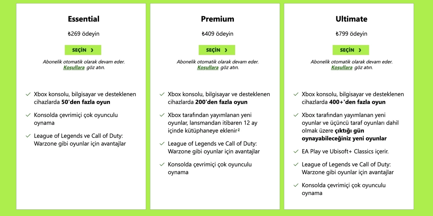 Xbox Game Pass'in zamlı Türkiye fiyatları ve yeni abonelik paketleri açıklandı