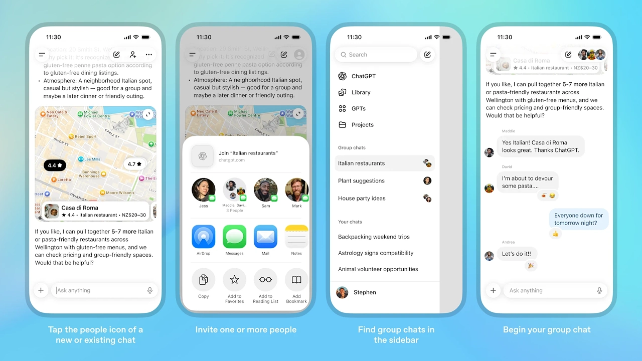 ChatGPT grup sohbetleri