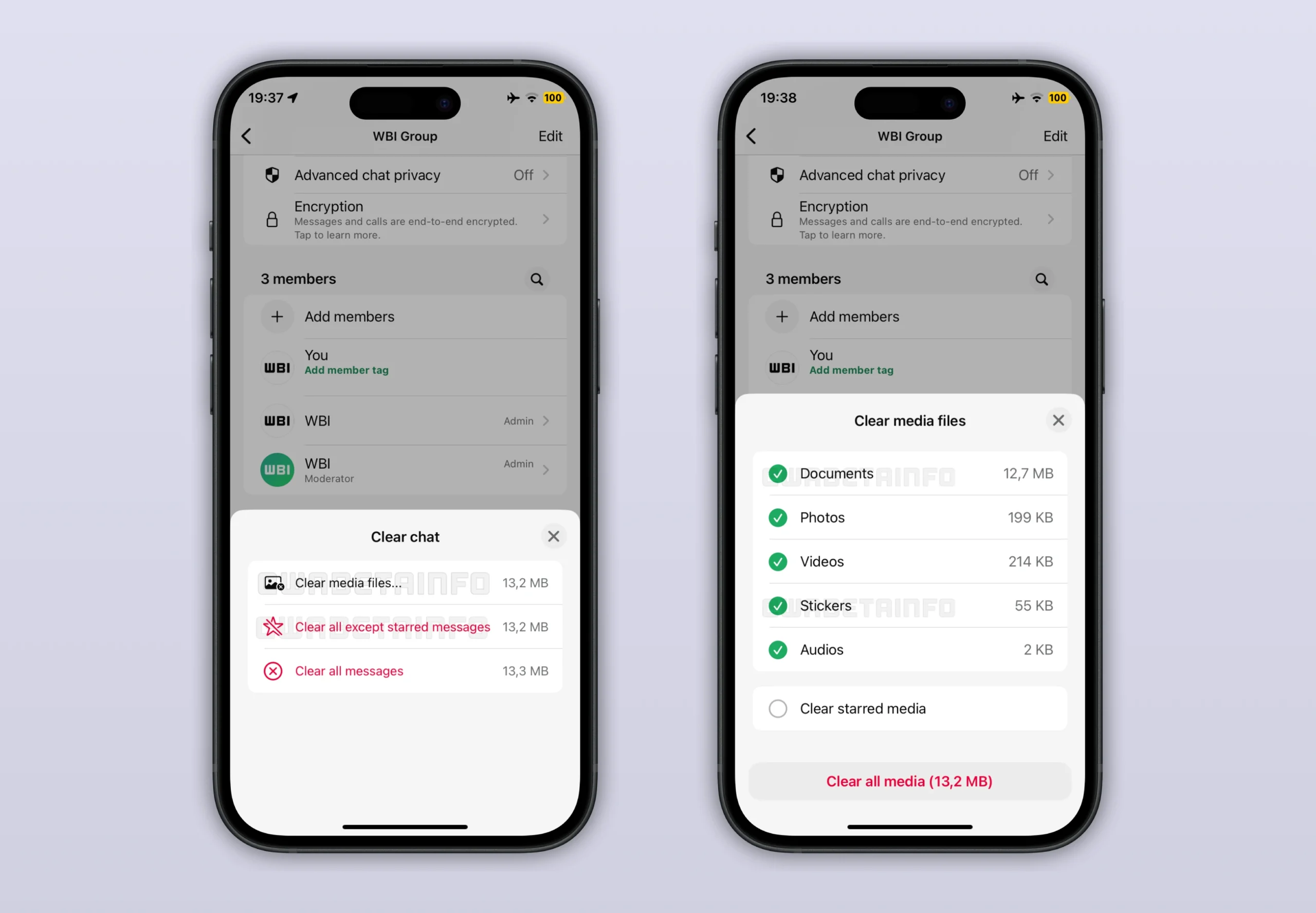 WhatsApp gelişmiş sohbet temizleme aracı