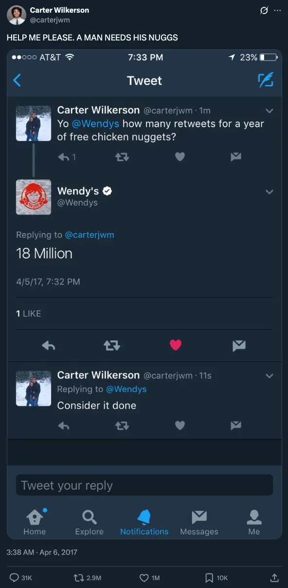 En Fazla Retweet Edilen Tweetler - Carter Wilkerson