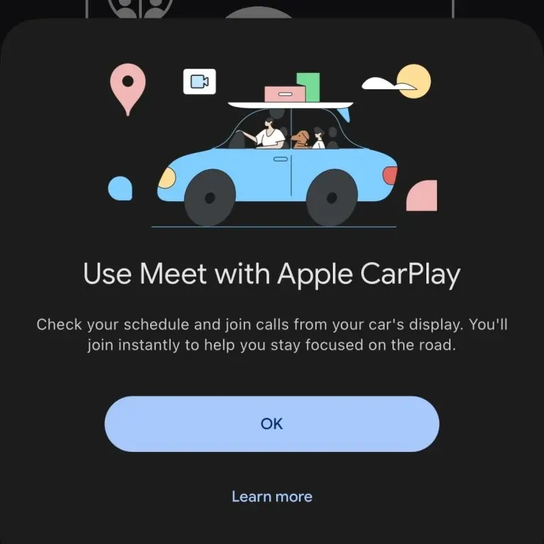 Apple CarPlay'de Google Meet ile sesli/görüntülü görüşme dönemi başlıyor