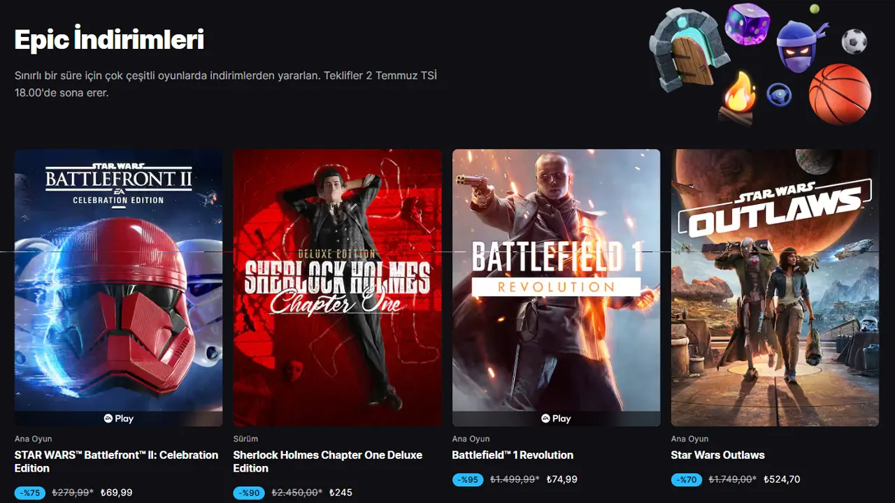 Epic Games Store'da %95'e varan büyük indirim: İşte öne çıkan oyunlar