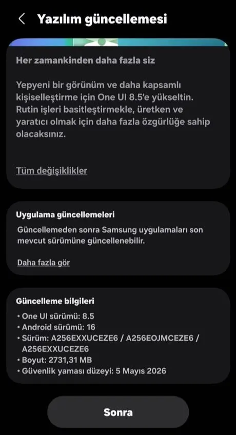 Galaxy A25 kullanıcıları yeni özelliklere ulaştı