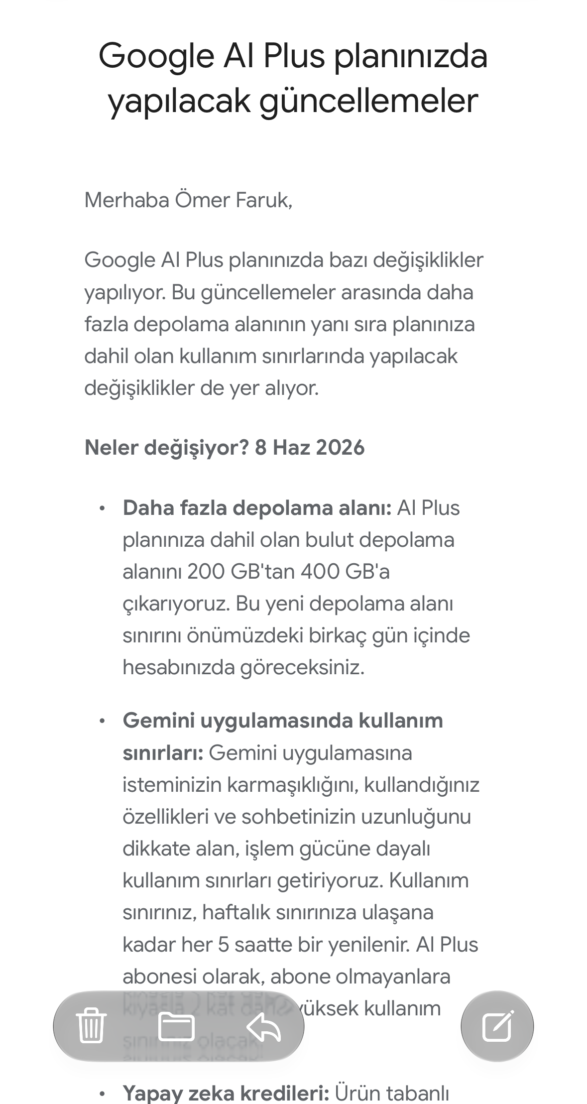 Google AI Plus depolama alanı iki katına çıktı