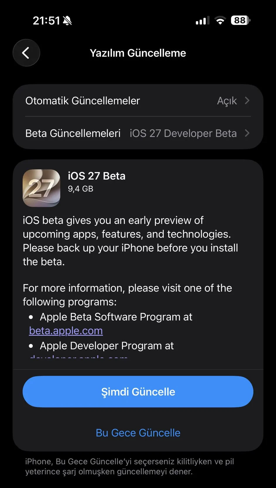 iOS 27, iPadOS 27, macOS 27, watchOS 27, tvOS 27 ve visionOS 27'nin ilk Beta sürümleri çıktı