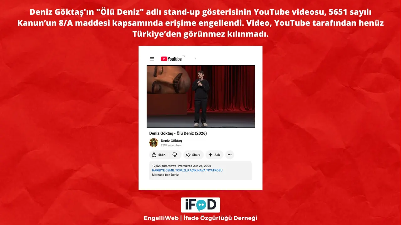 Deniz Göktaş'ın 12 milyondan fazla izlenen "Ölü Deniz" gösterisi Türkiye'de yasaklandı