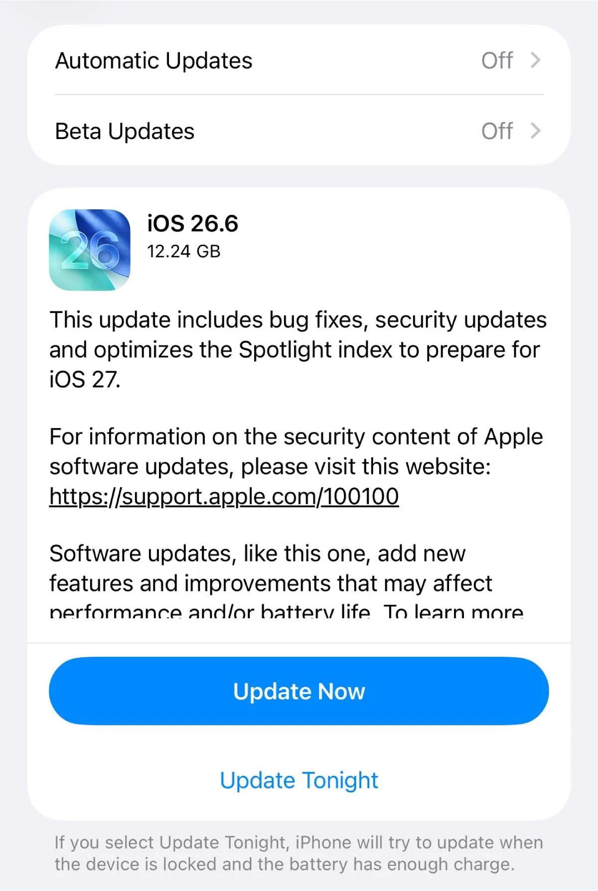 iOS 26.6 Güncelleme