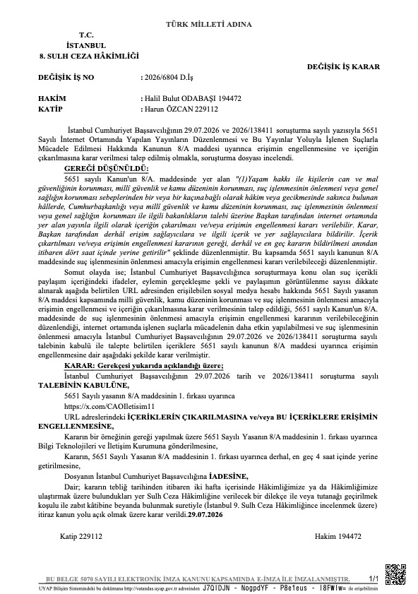 Cumhurbaşkanlığı Aday Ofisi X Hesabı Erişim Engeli
