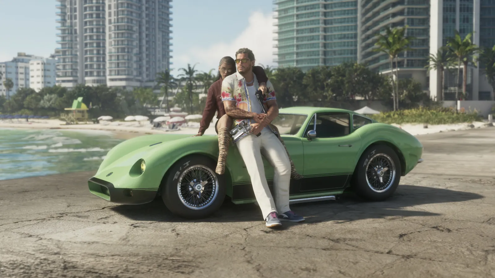 GTA 6'nın başkarakterleri Jason ve Lucia Vice City sahilinde