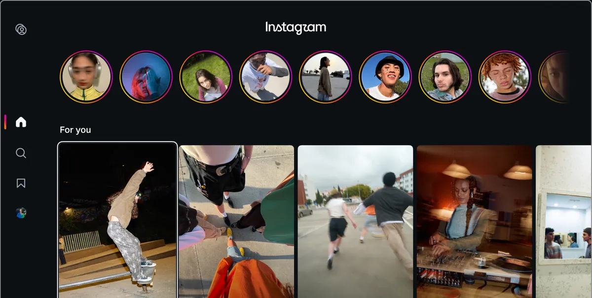 Instagram'ın Apple TV uygulamasının ana ekranı