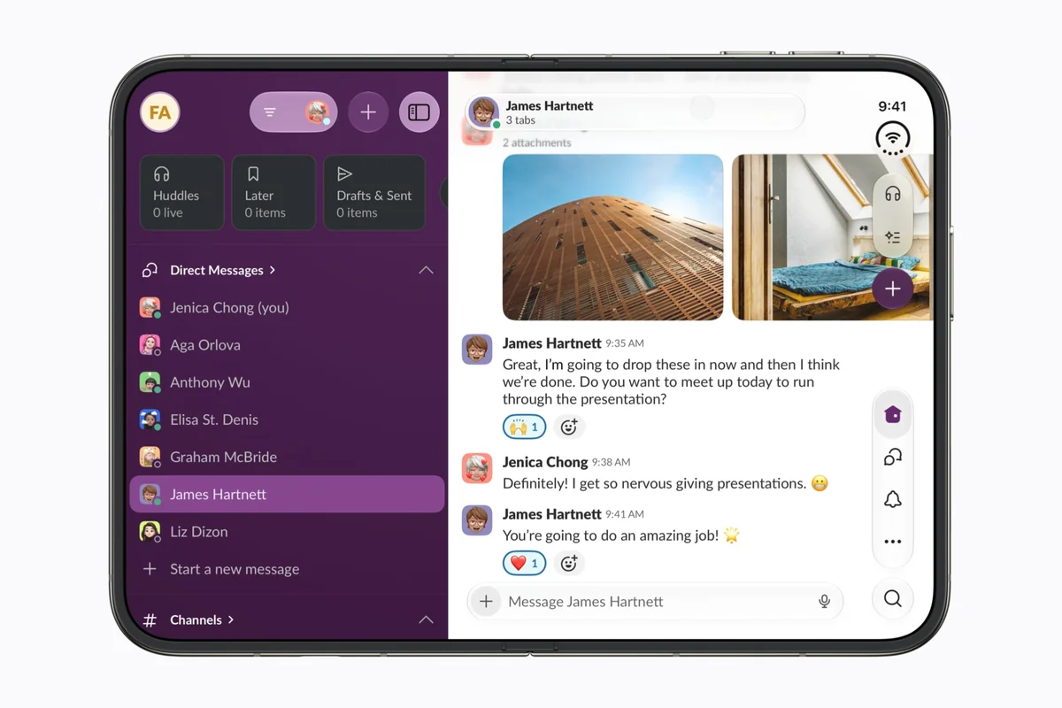 iPhone Duo iç ekranında Slack uygulaması